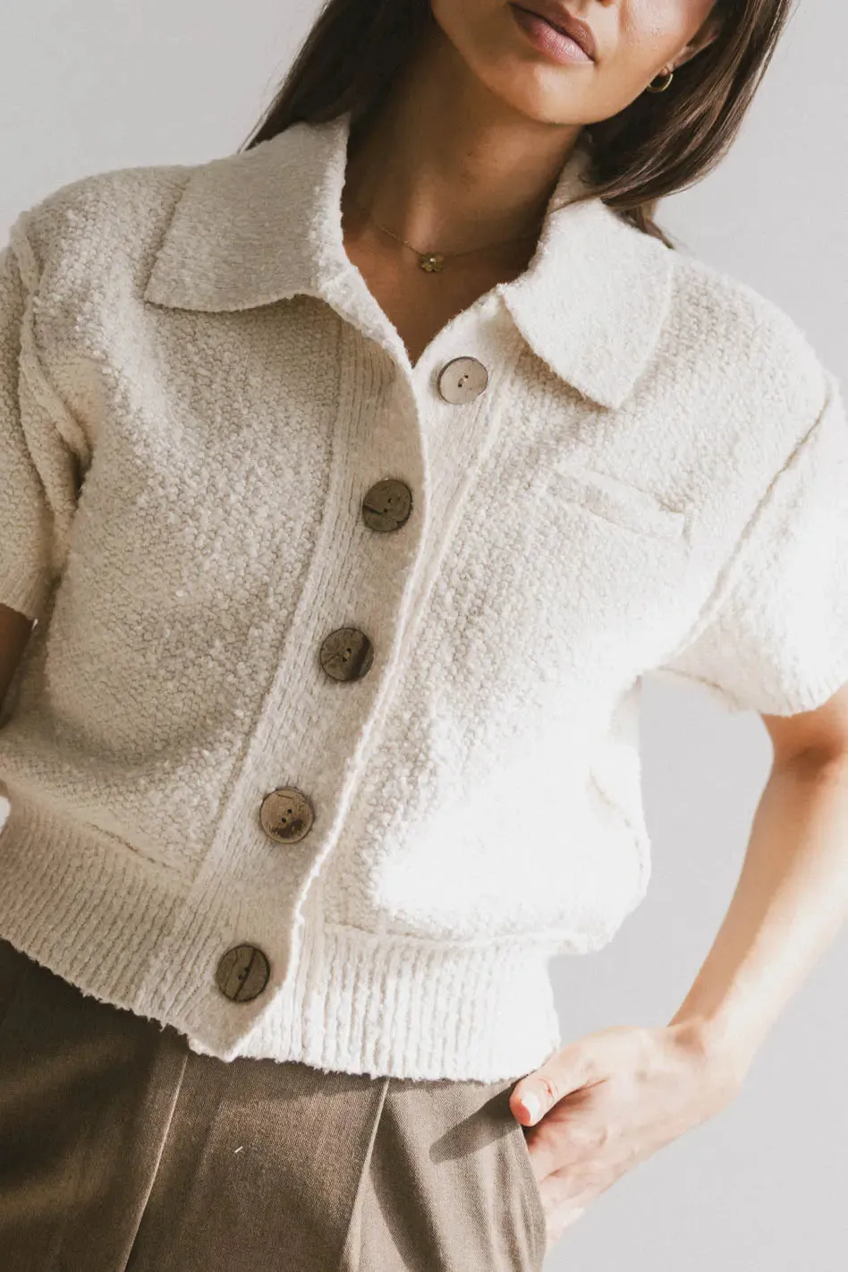 Hayes Knit Cardigan in Cream - FINAL SALE sold by bohme product image thumbnail 2