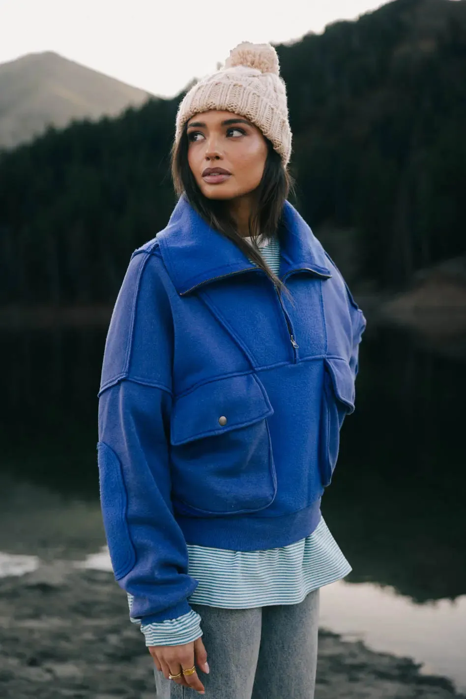 Mickey Half Zip Sweatshirt in Blue - FINAL SALE sold by bohme product image thumbnail 5