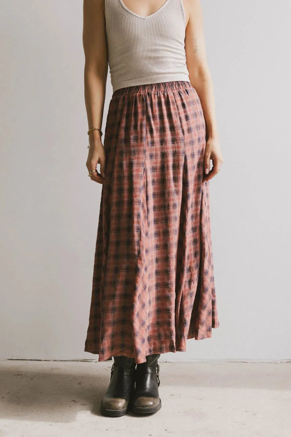 Pippin Plaid Maxi Skirt in Red - FINAL SALE sold by bohme product image thumbnail 2