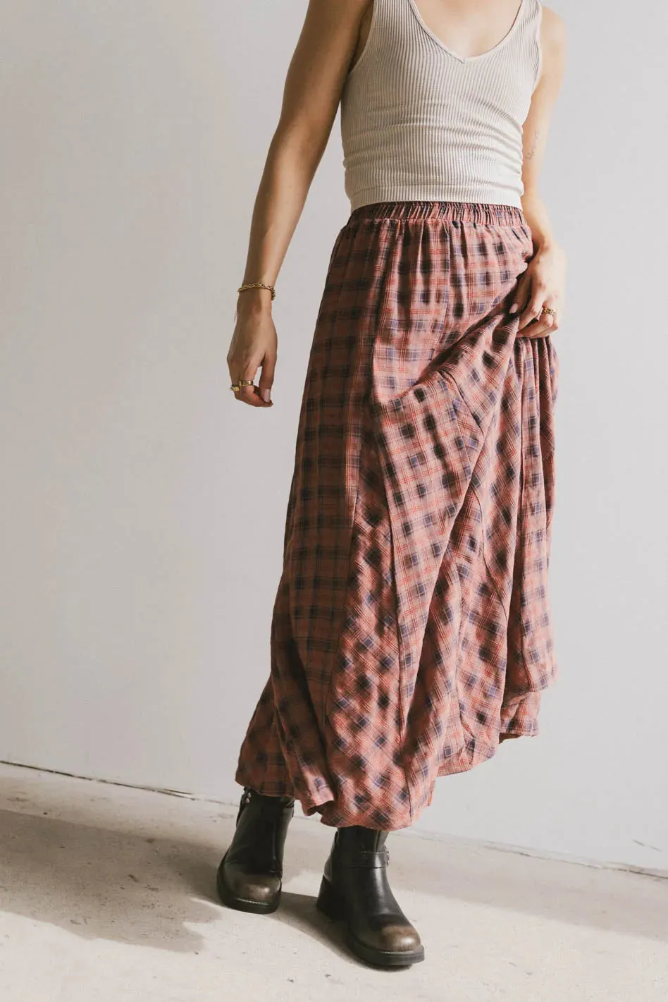 Pippin Plaid Maxi Skirt in Red - FINAL SALE sold by bohme product image thumbnail 5