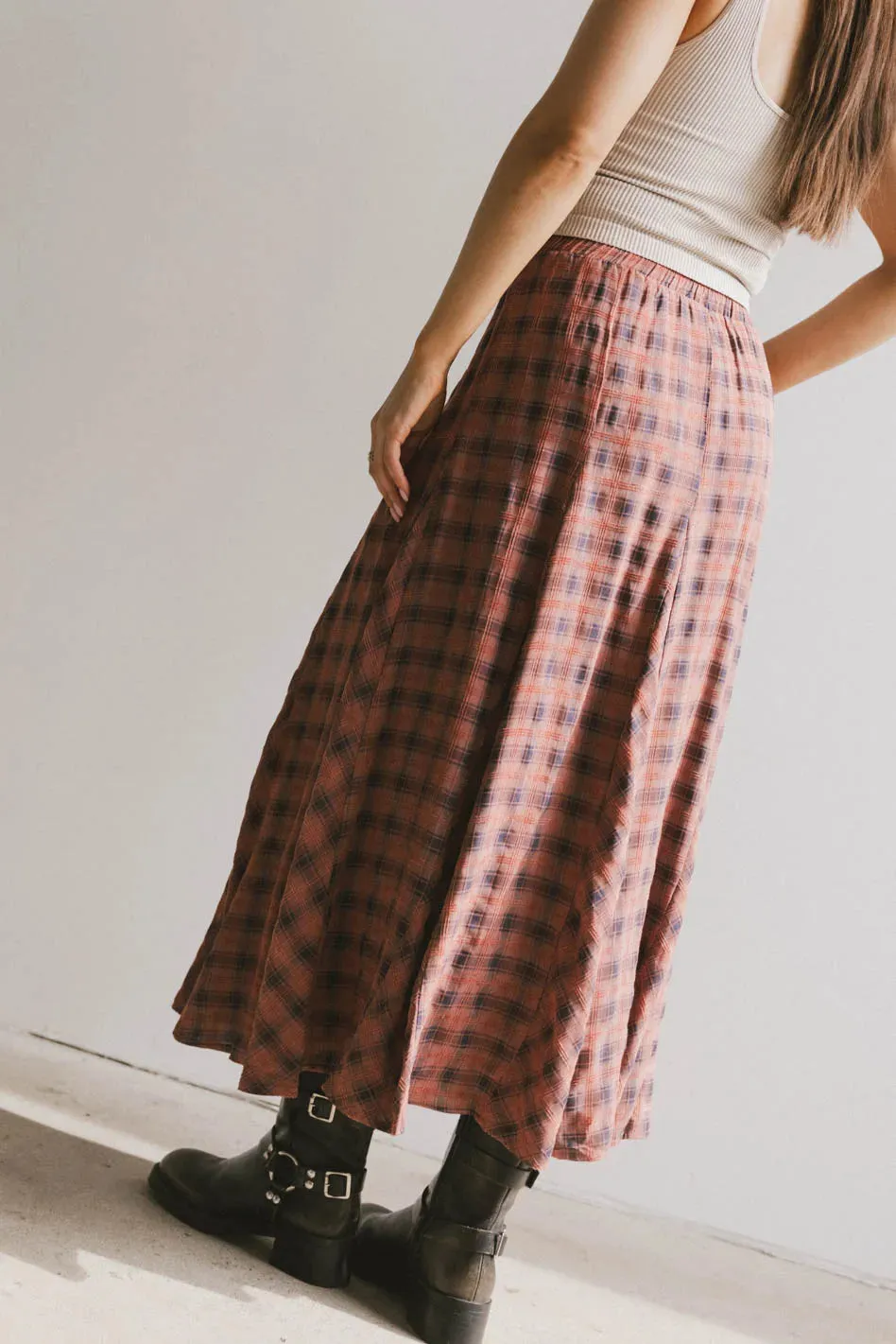 Pippin Plaid Maxi Skirt in Red - FINAL SALE sold by bohme product image thumbnail 3