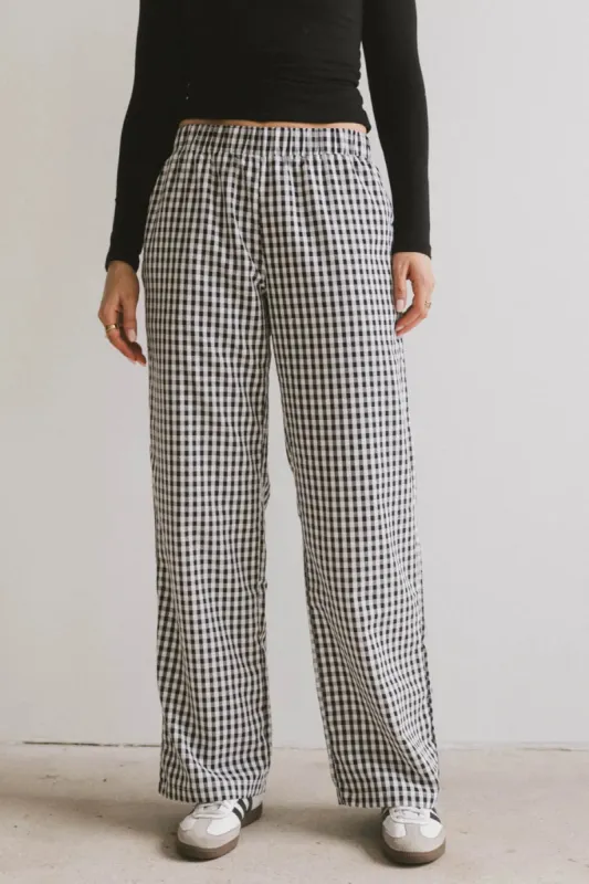 Romero Gingham Pants in Black sold by bohme