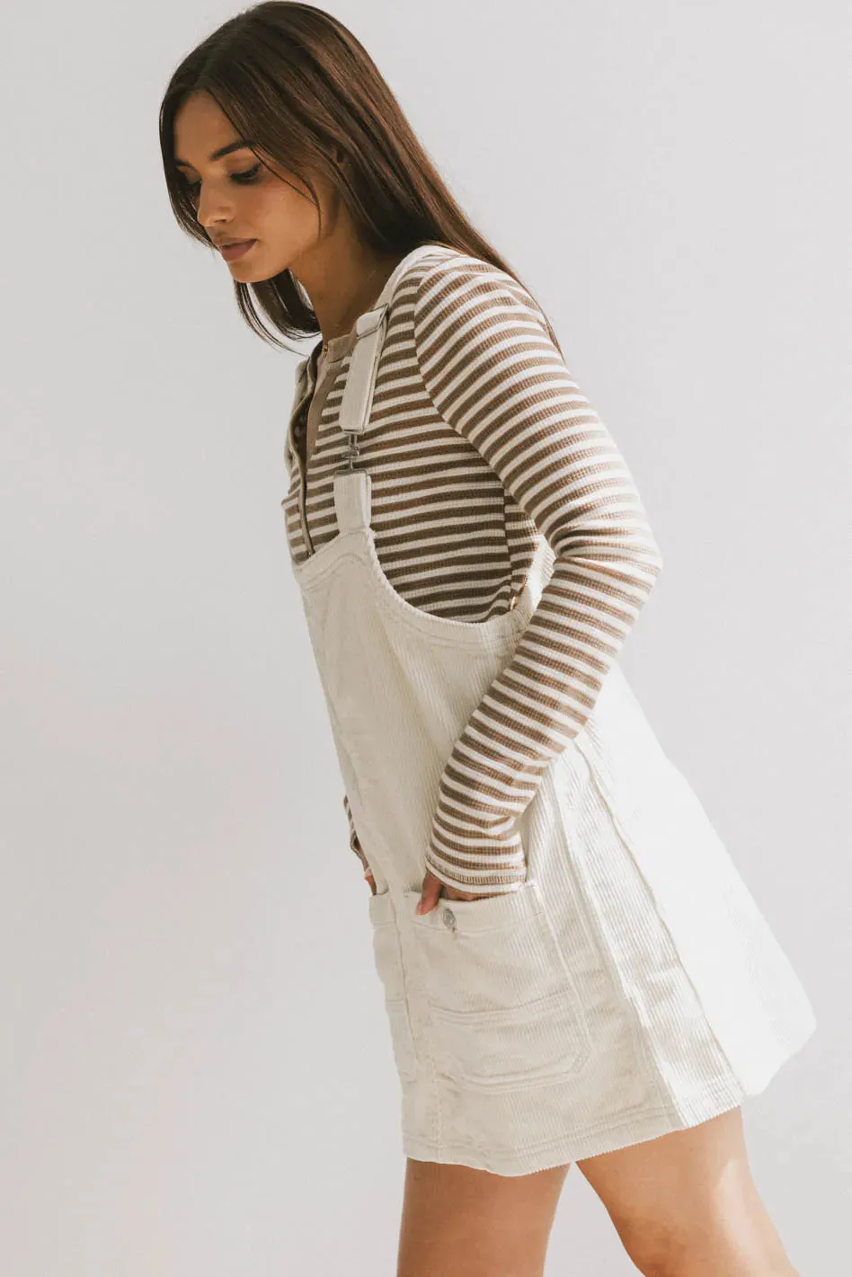Reid Corduroy Overall Dress in Ivory - FINAL SALE sold by bohme product image thumbnail 4