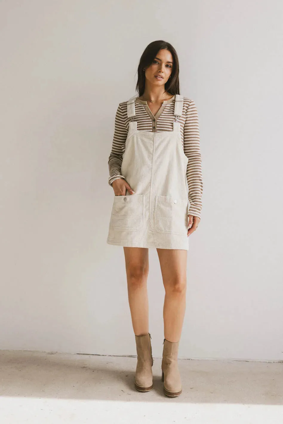 Reid Corduroy Overall Dress in Ivory - FINAL SALE sold by bohme product image thumbnail 2