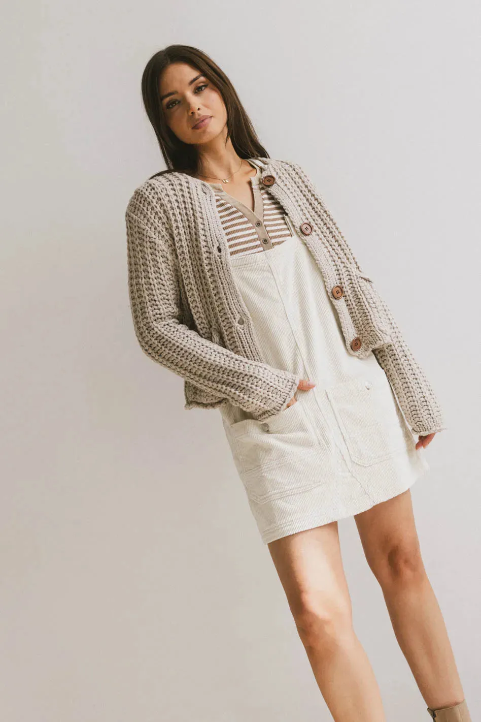 Reid Corduroy Overall Dress in Ivory - FINAL SALE sold by bohme product image thumbnail 5