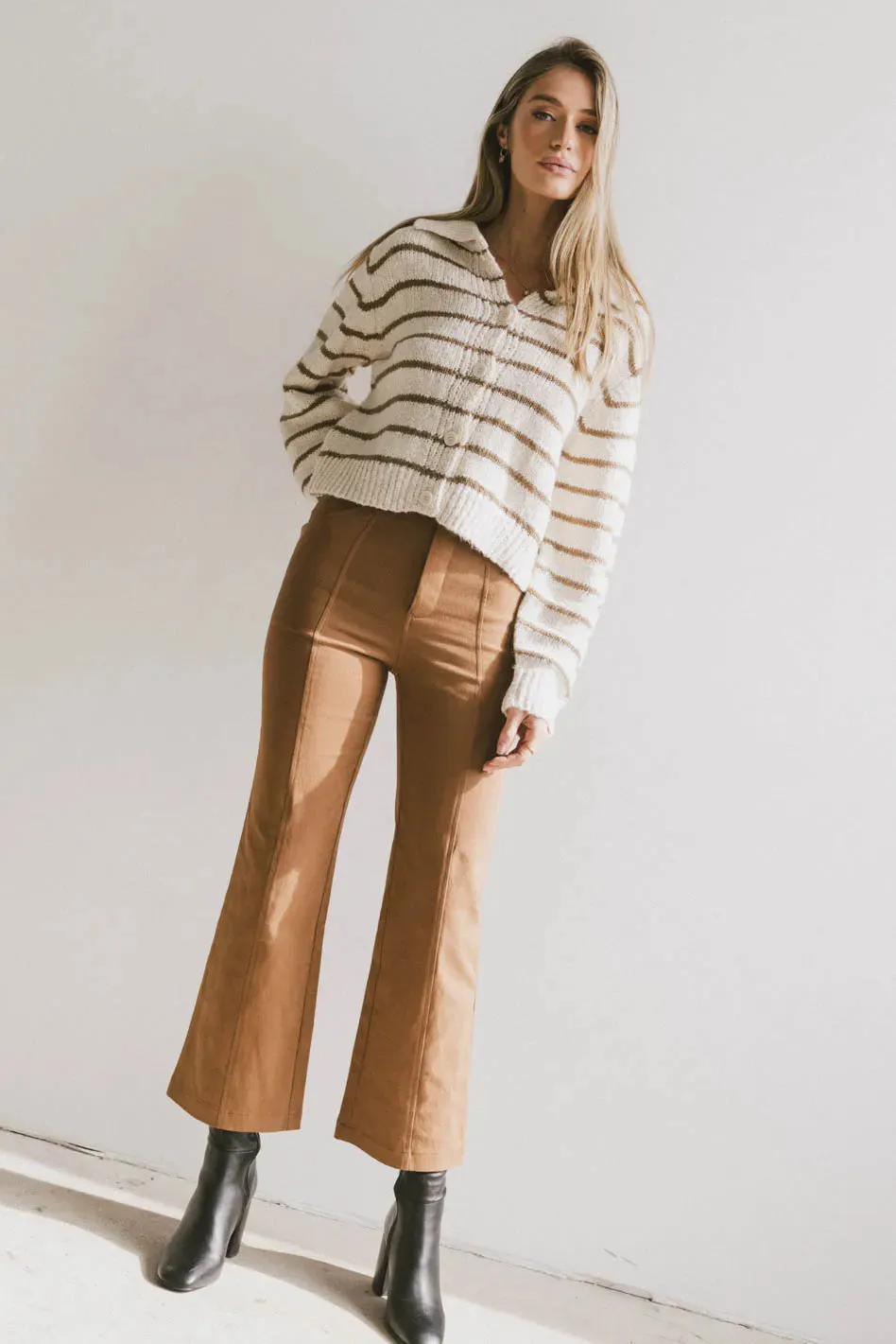 Dolly Striped Knit Cardigan in Olive - FINAL SALE sold by bohme product image thumbnail 3