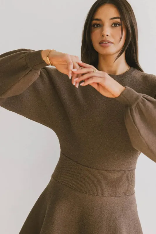 Dolores Knit Mini Dress in Mocha - FINAL SALE sold by bohme