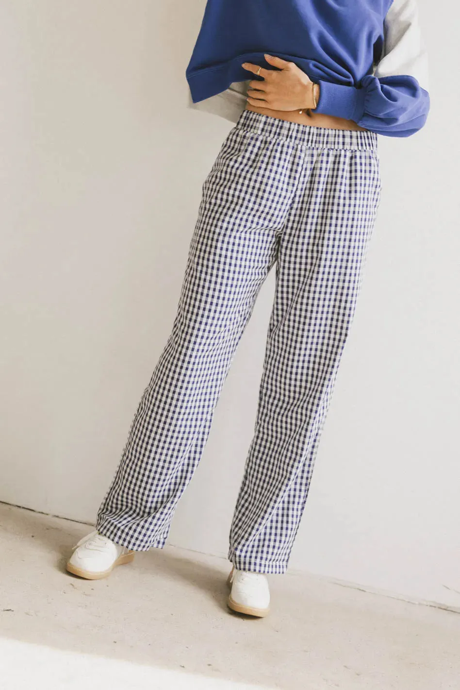 Romero Gingham Pants in Navy - FINAL SALE sold by bohme
