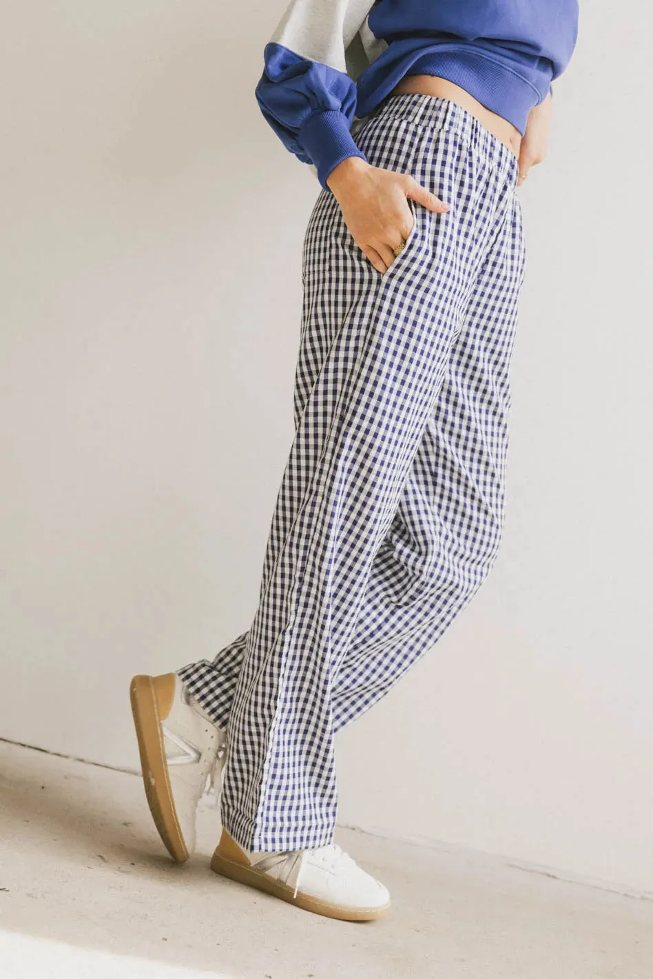 Romero Gingham Pants in Navy - FINAL SALE sold by bohme product image thumbnail 4