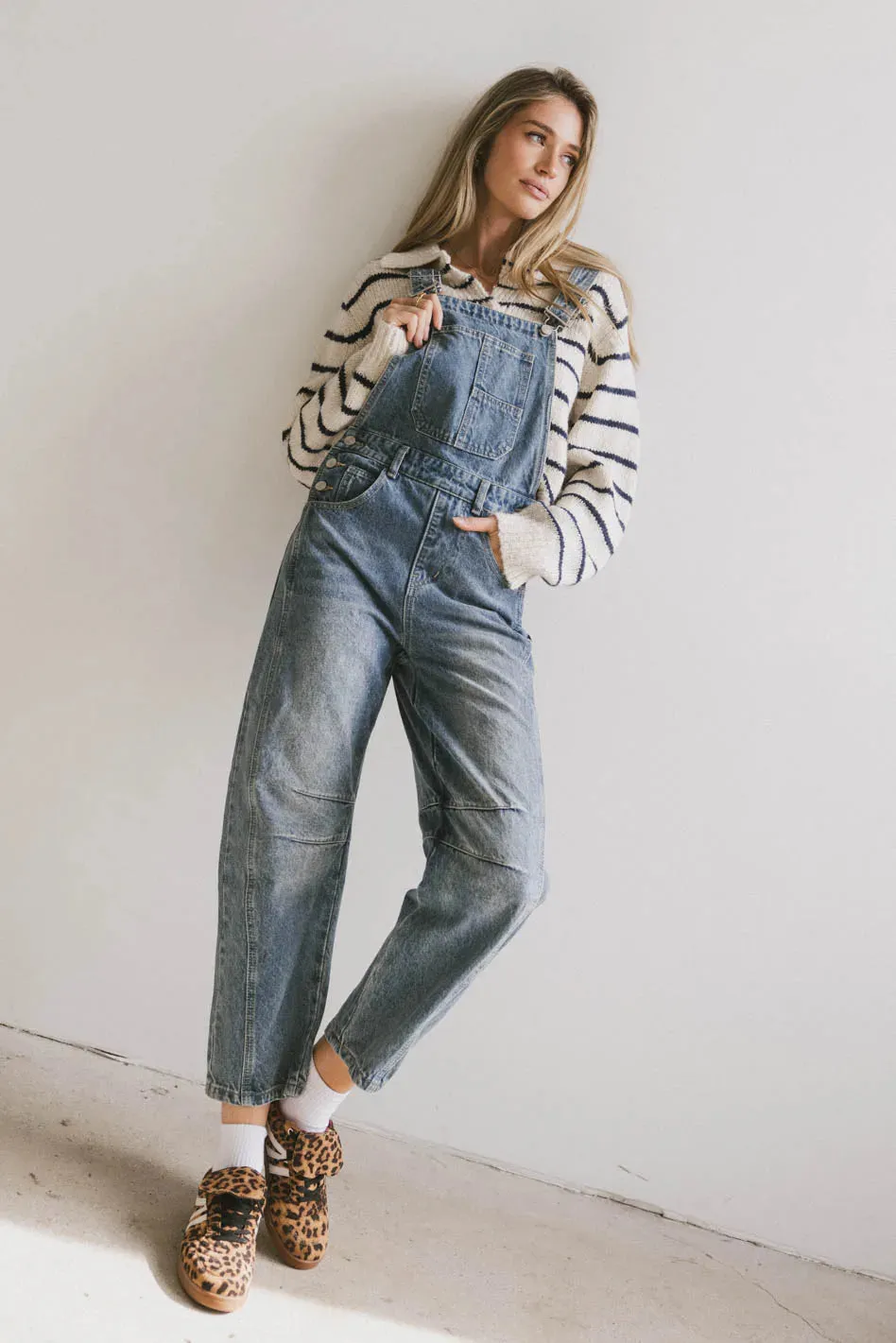 Tansy Denim Overalls in Medium Wash sold by bohme
