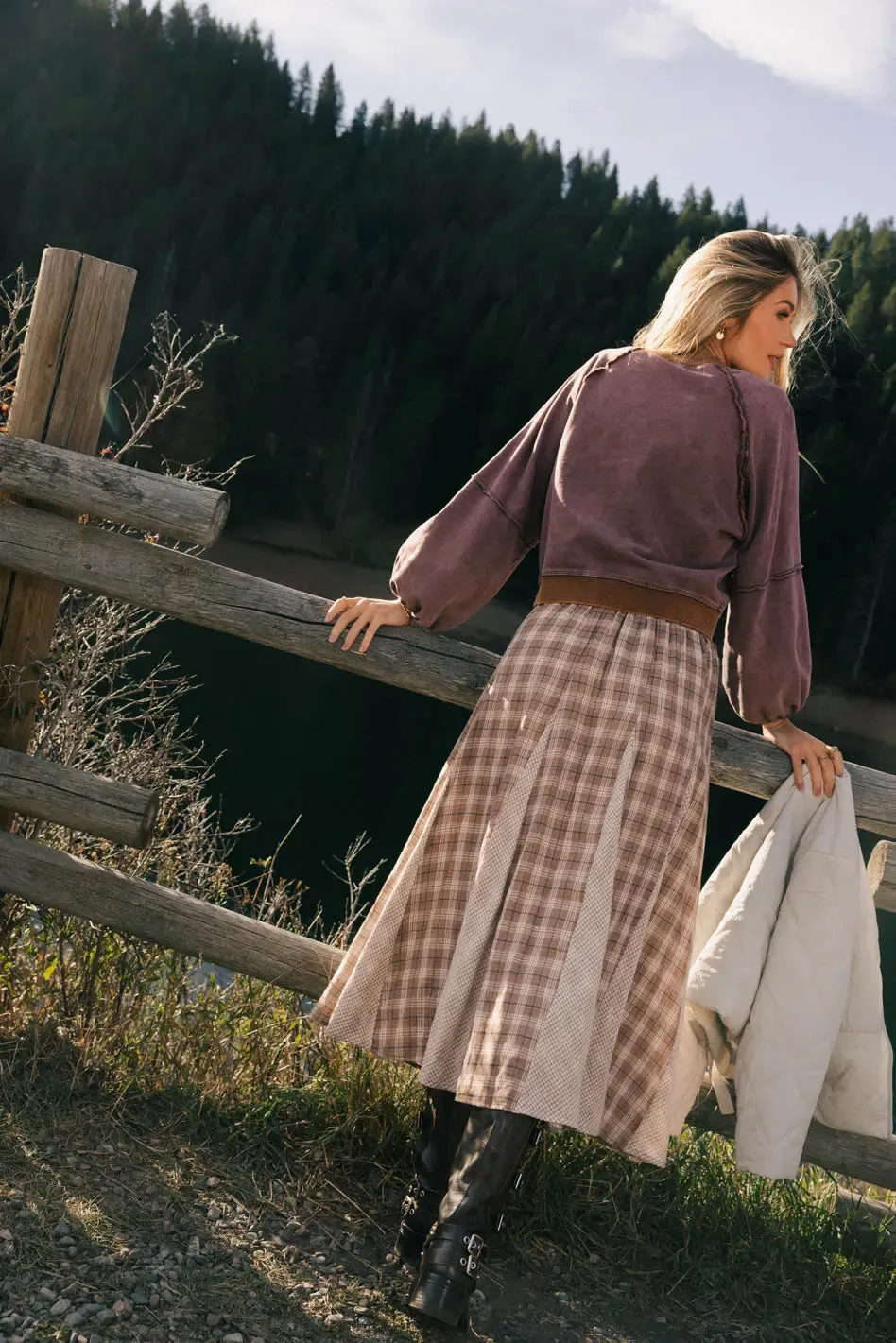 Porter Distressed Crewneck in Berry - FINAL SALE sold by bohme product image thumbnail 3