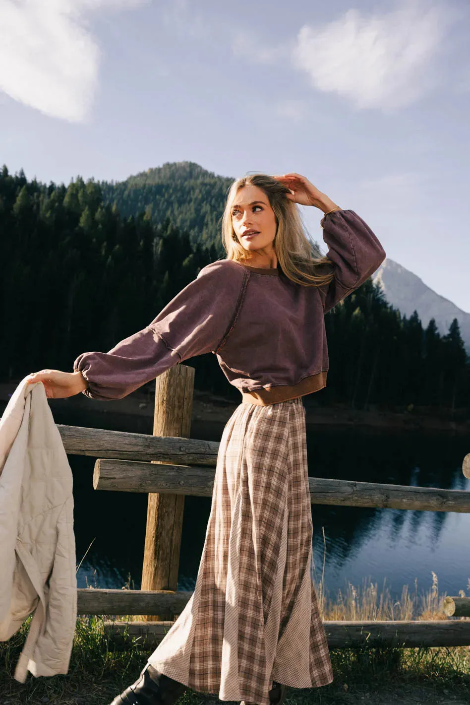 Porter Distressed Crewneck in Berry - FINAL SALE sold by bohme product image thumbnail 2