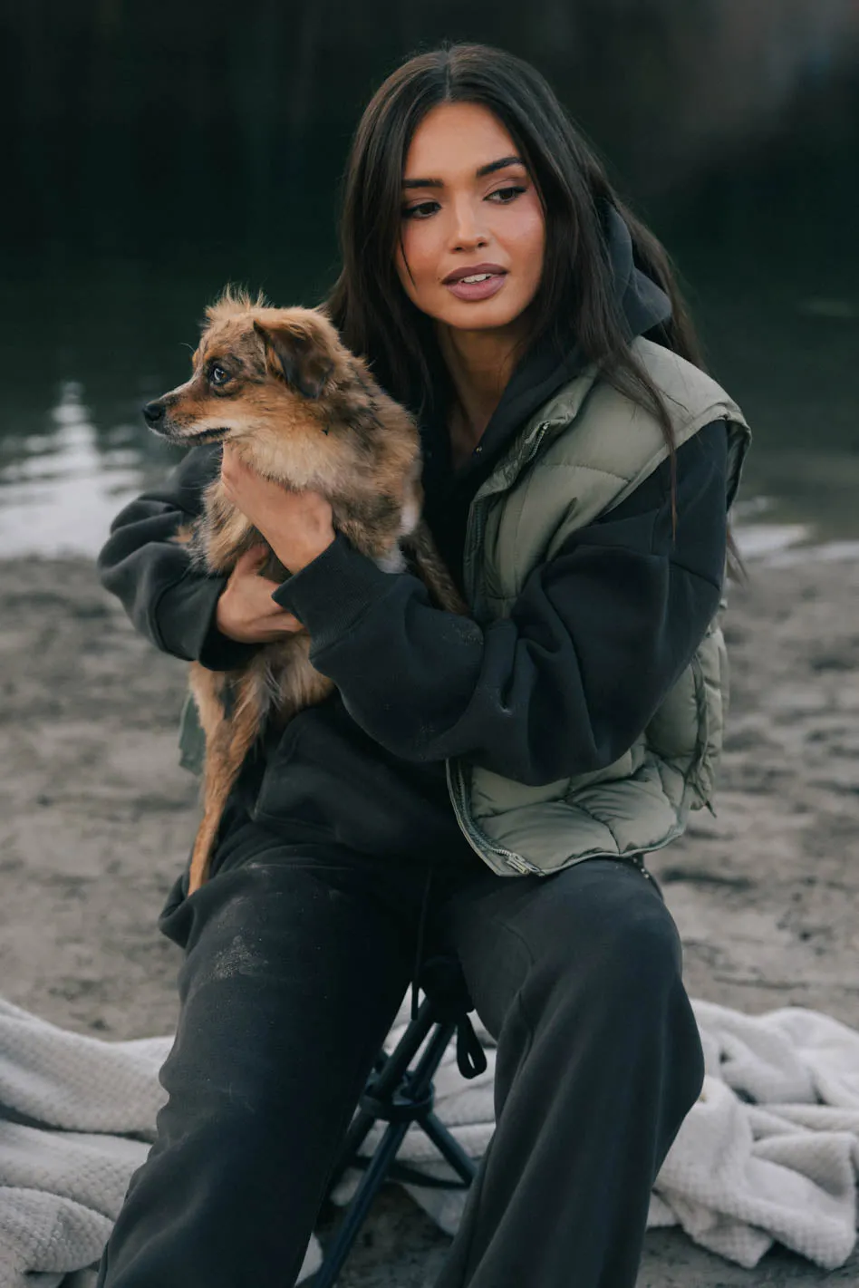 Bellese Quilted Puffer Vest in Olive - FINAL SALE sold by bohme