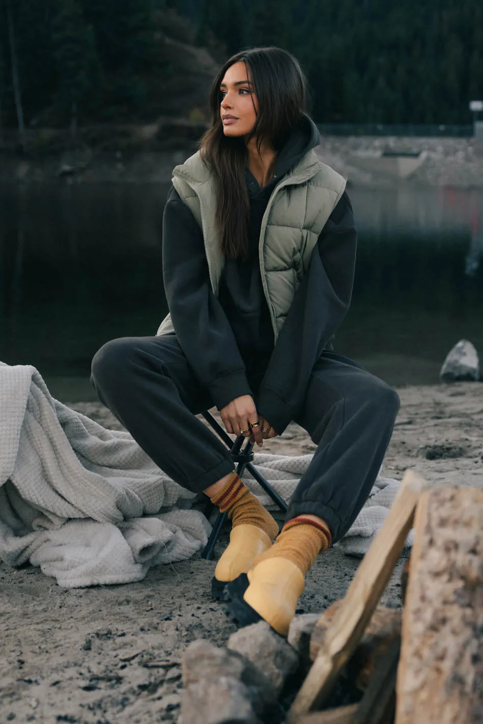 Bellese Quilted Puffer Vest in Olive - FINAL SALE sold by bohme product image thumbnail 4