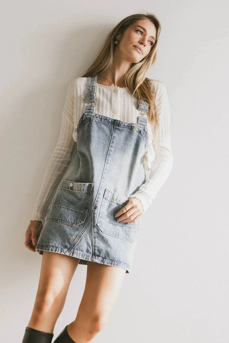 Koa Denim Mini Dress in Light Wash - FINAL SALE sold by bohme