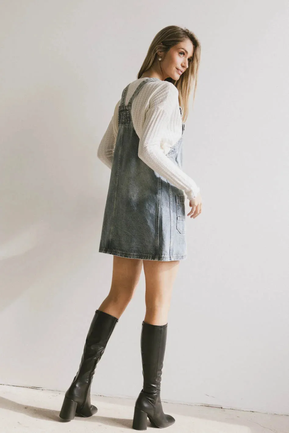 Koa Denim Mini Dress in Light Wash - FINAL SALE sold by bohme product image thumbnail 5