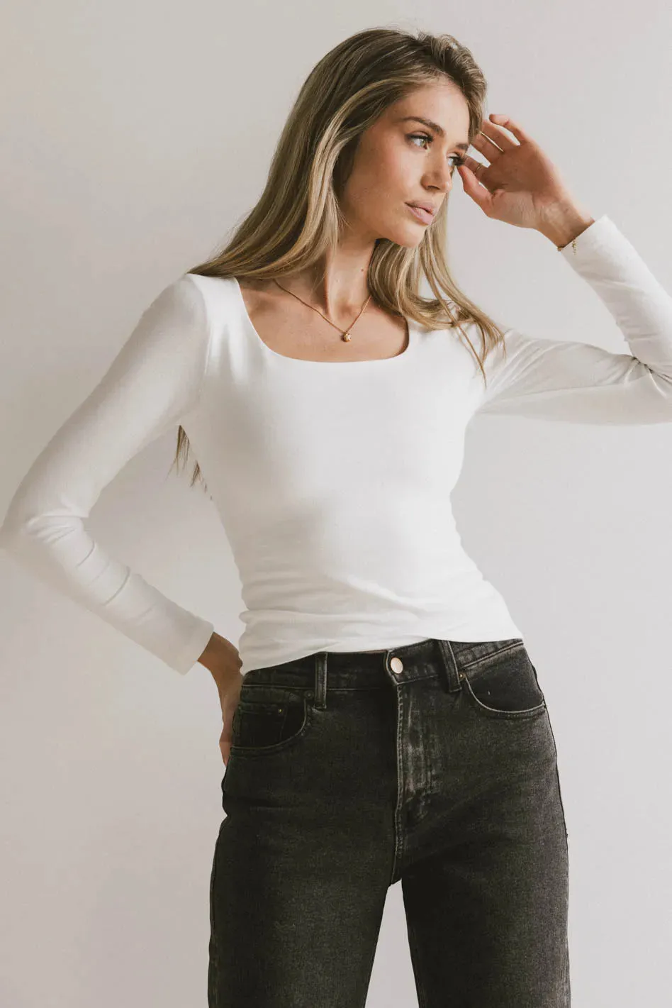 Polly Scoop Neck Top in Ivory - FINAL SALE sold by bohme product image thumbnail 3
