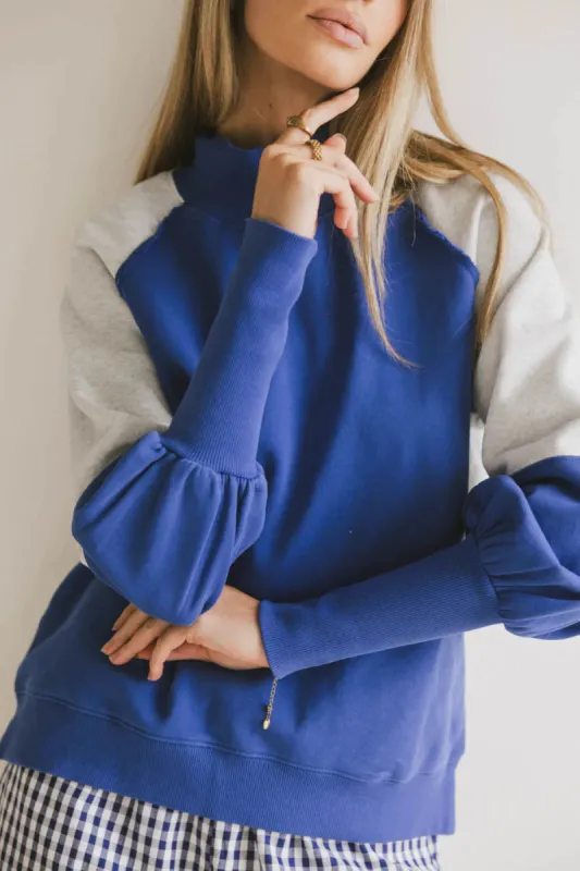 Drew Colorblock Sweatshirt in Blue - FINAL SALE sold by bohme