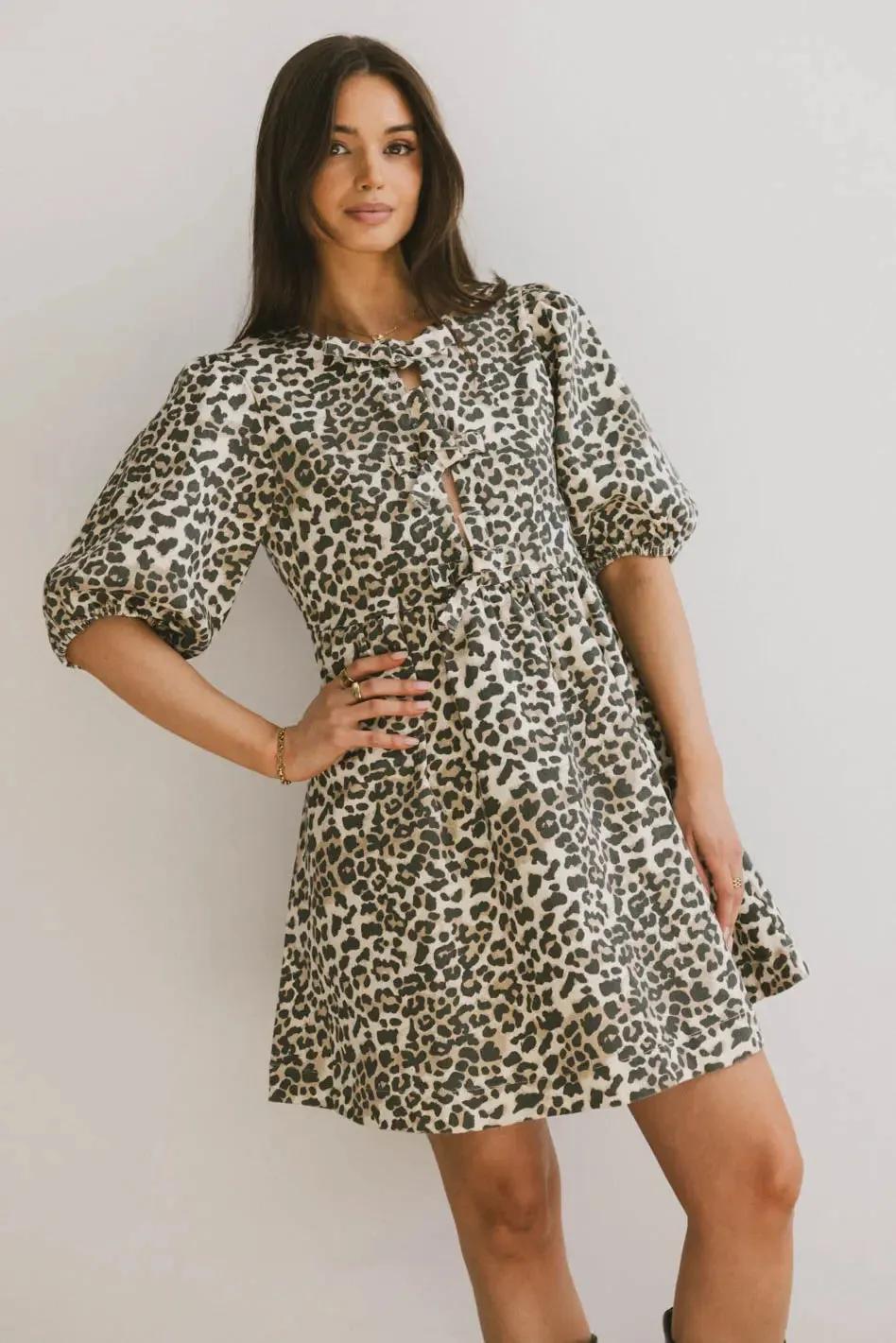 Tori Peplum Mini Dress in Leopard - FINAL SALE sold by bohme product image thumbnail 5