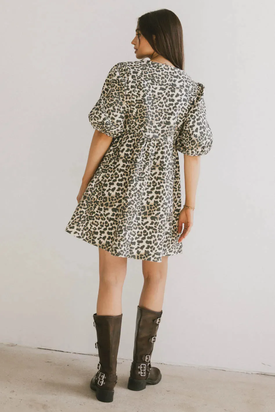 Tori Peplum Mini Dress in Leopard - FINAL SALE sold by bohme product image thumbnail 3