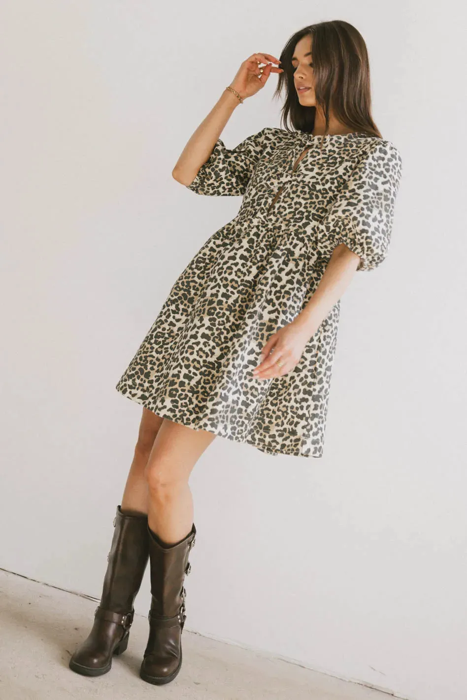 Tori Peplum Mini Dress in Leopard - FINAL SALE sold by bohme product image thumbnail 4