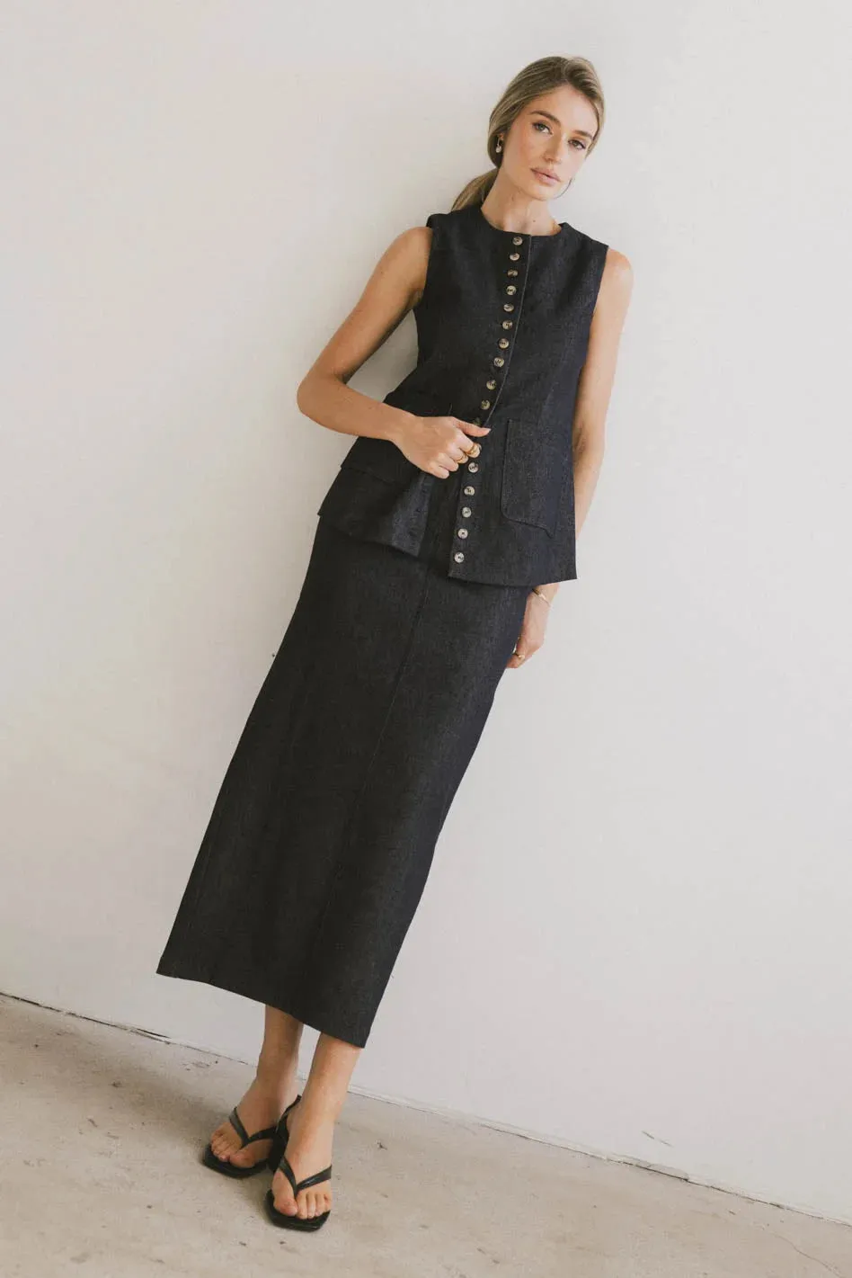 Miriam Denim Maxi Skirt - FINAL SALE sold by bohme product image thumbnail 4