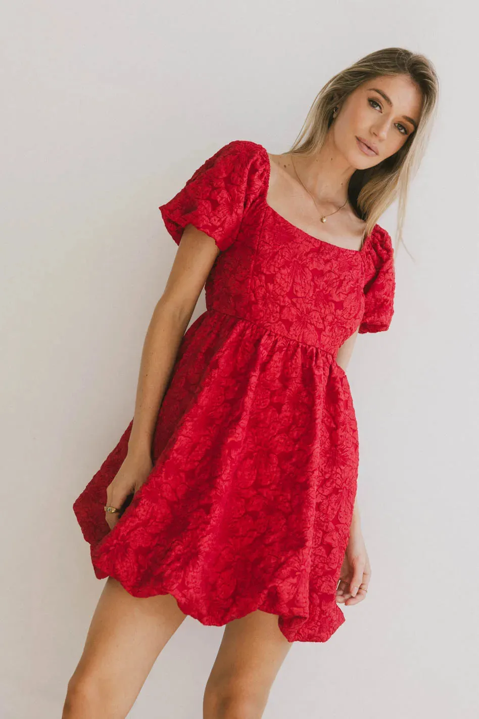 Aisling Bubble Mini Dress in Red - FINAL SALE sold by bohme product image thumbnail 4