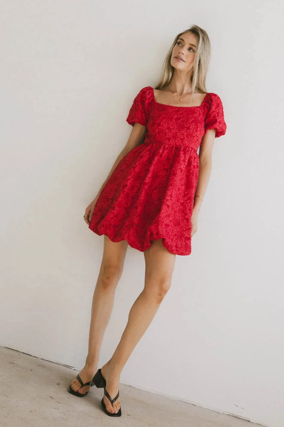 Aisling Bubble Mini Dress in Red - FINAL SALE sold by bohme product image thumbnail 2