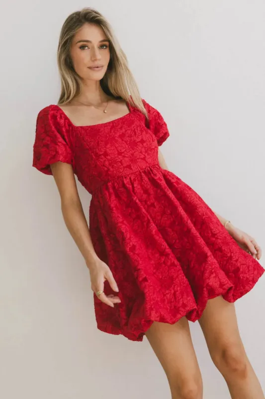 Aisling Bubble Mini Dress in Red - FINAL SALE sold by bohme