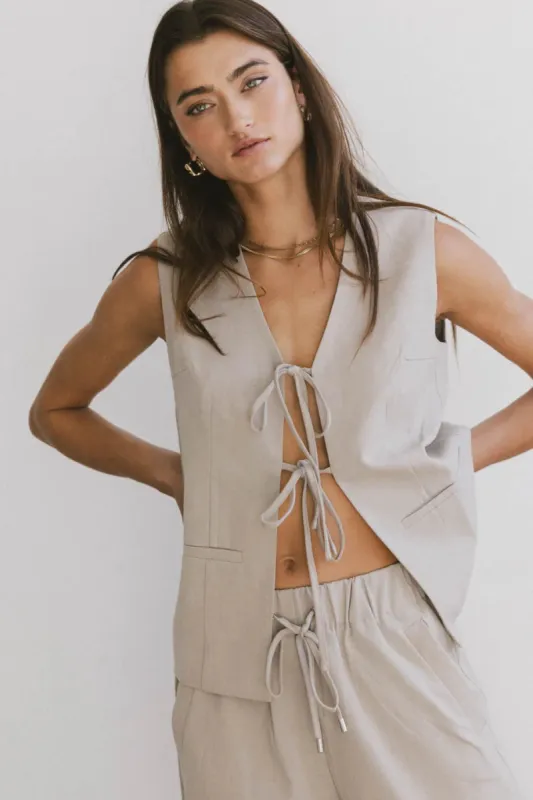 Eslyn Oversized Vest in Taupe - FINAL SALE sold by bohme