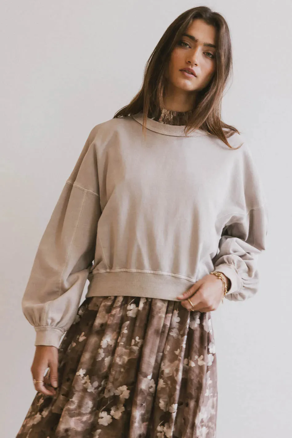 Sutton Exposed Seam Crewneck in Bone - FINAL SALE sold by bohme product image thumbnail 4