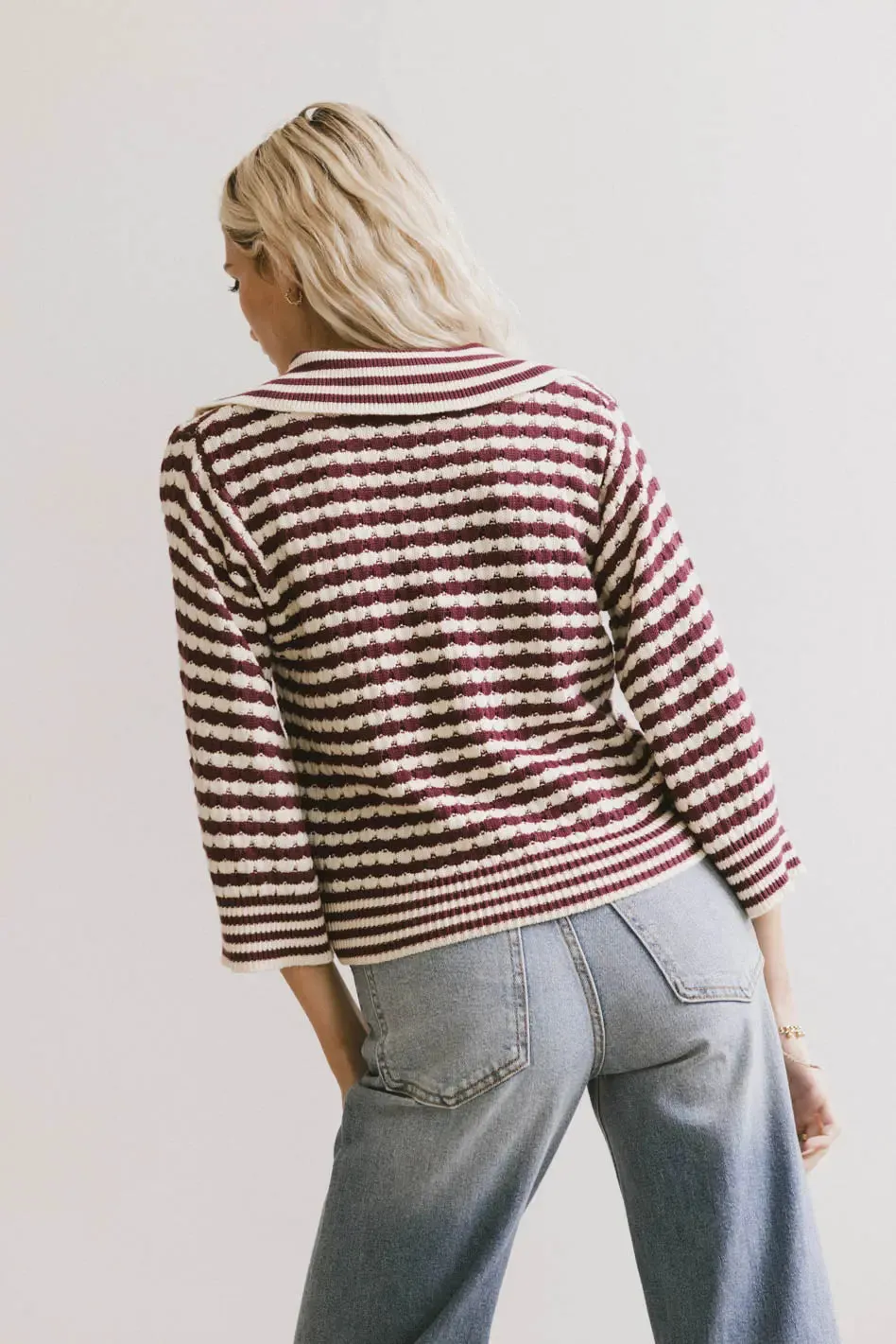 Mason Collared Sweater in Burgundy - FINAL SALE sold by bohme product image thumbnail 4