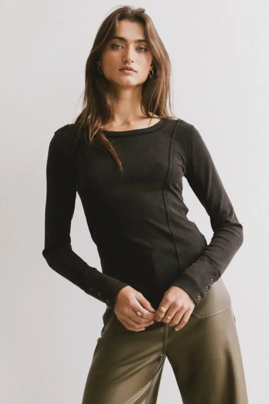 Sailor Ribbed Top in Black - FINAL SALE sold by bohme