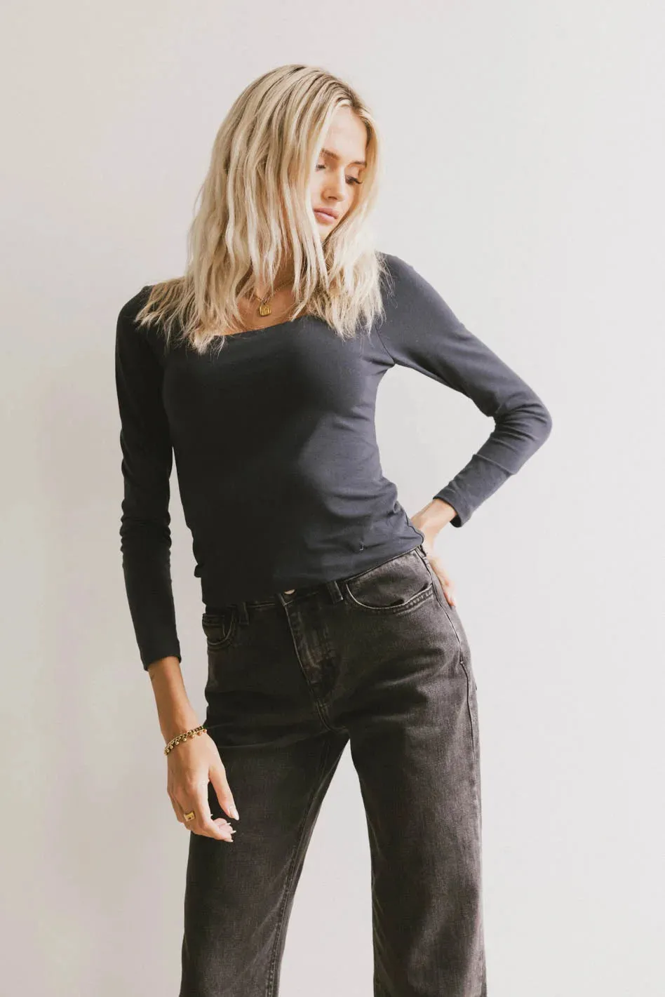 Polly Scoop Neck Top in Navy - FINAL SALE sold by bohme product image thumbnail 4
