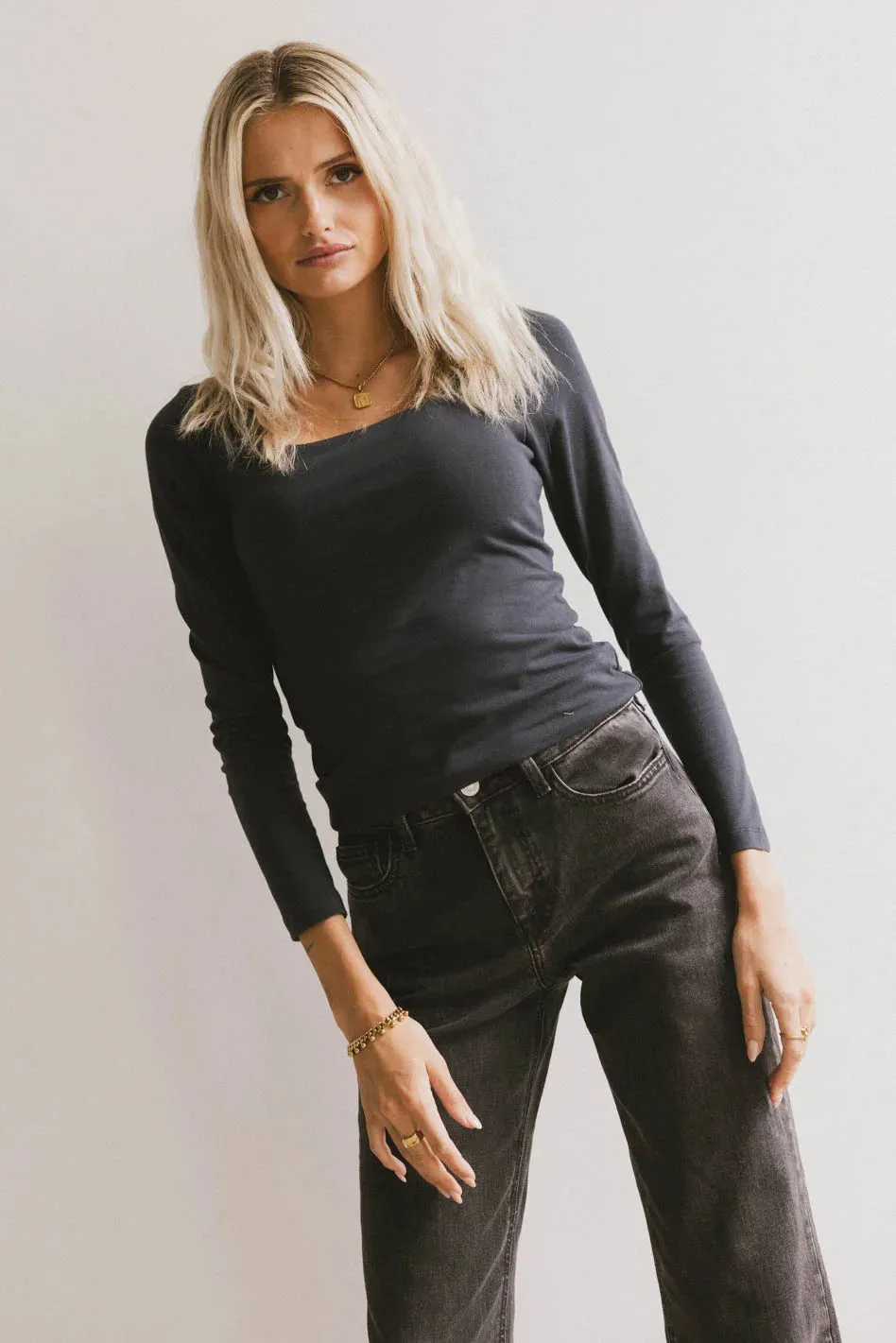 Polly Scoop Neck Top in Navy - FINAL SALE sold by bohme product image thumbnail 2