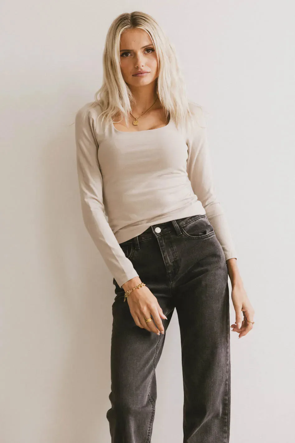 Polly Scoop Neck Top in Fog - FINAL SALE sold by bohme