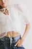 Zuri Sheer Tie Blouse in White - FINAL SALE sold by bohme