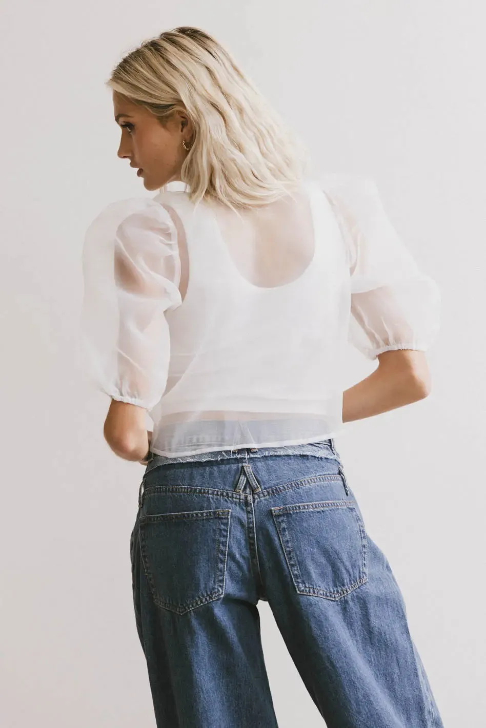 Zuri Sheer Tie Blouse in White - FINAL SALE sold by bohme product image thumbnail 3