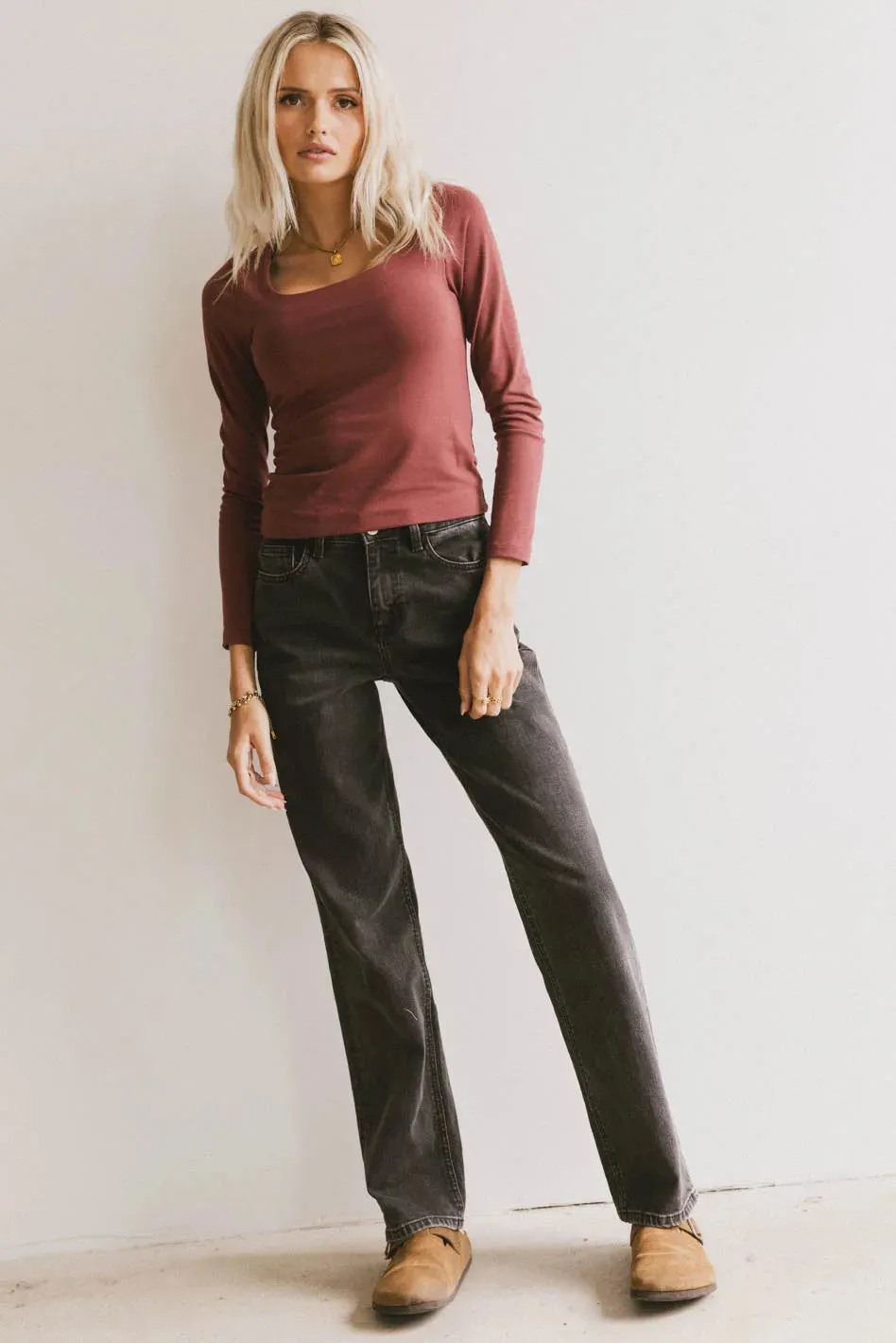 Polly Scoop Neck Top in Berry - FINAL SALE sold by bohme product image thumbnail 4