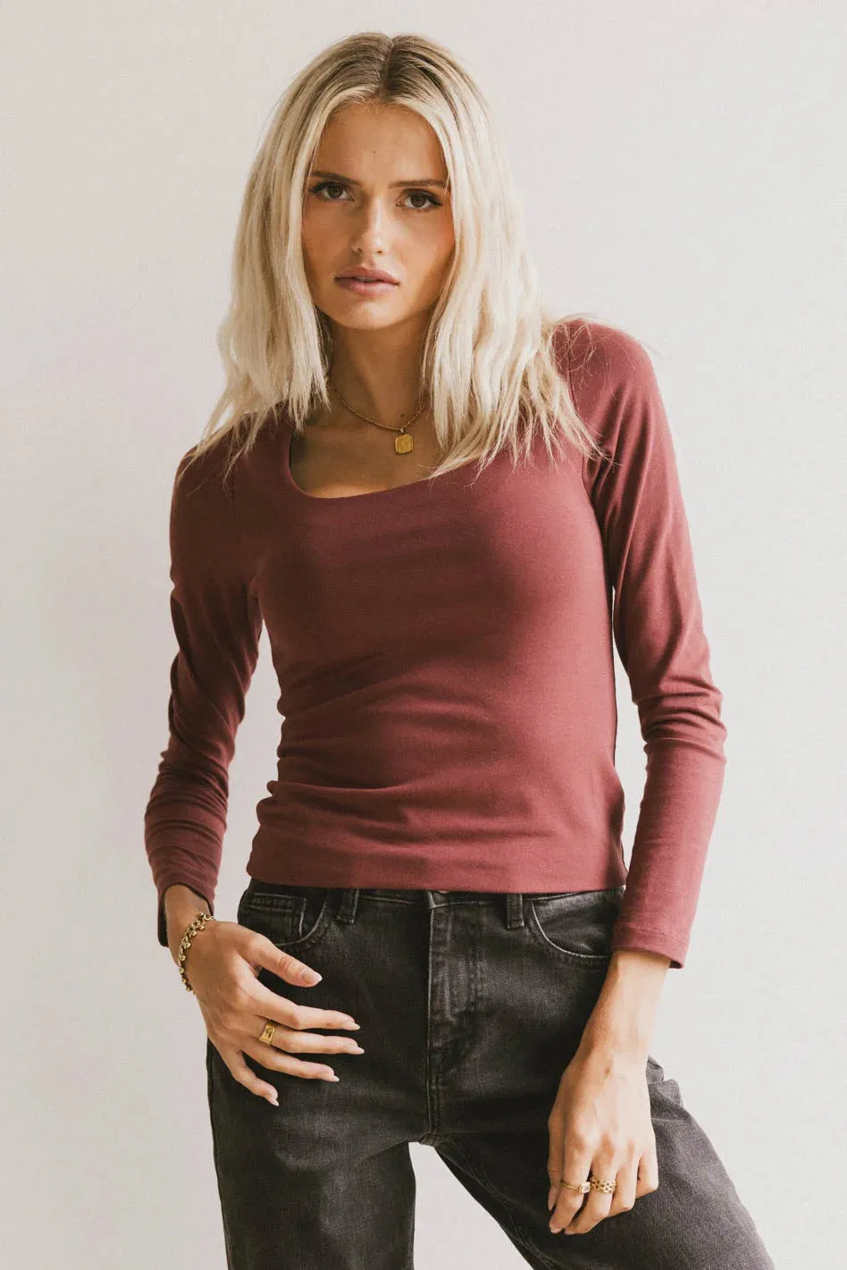 Polly Scoop Neck Top in Berry - FINAL SALE sold by bohme product image thumbnail 2
