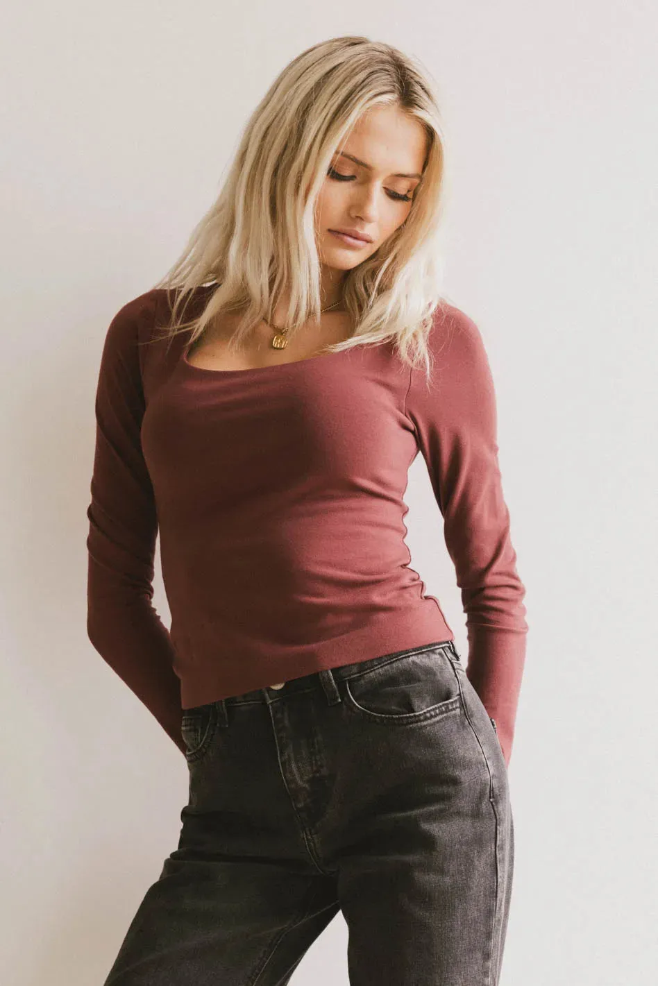 Polly Scoop Neck Top in Berry - FINAL SALE sold by bohme