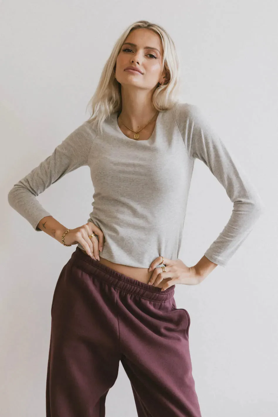 Kendra Basic Top in Heather Grey - FINAL SALE sold by bohme product image thumbnail 4
