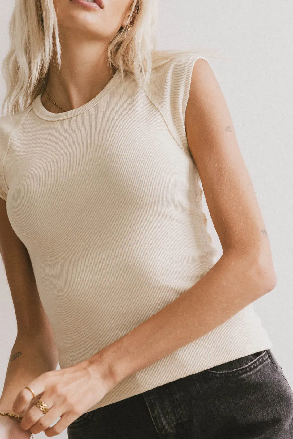 Huxley Cap Sleeve Top in Beige sold by bohme product image thumbnail 2