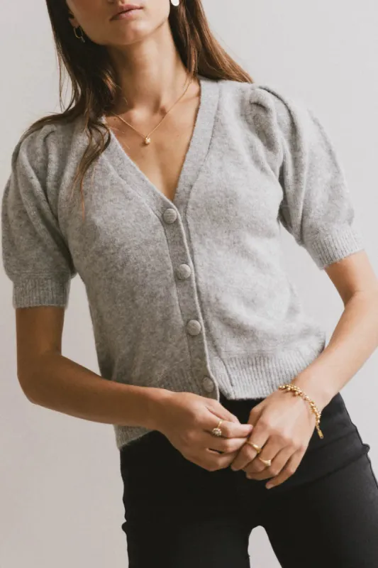 Colletta Short Sleeve Cardigan in Heather Grey - FINAL SALE sold by bohme