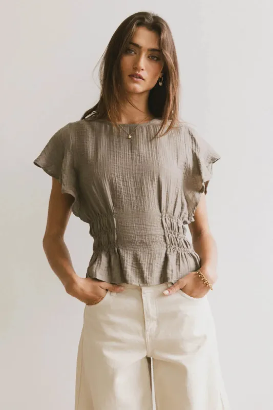 Whit Smocked Blouse in Olive - FINAL SALE sold by bohme