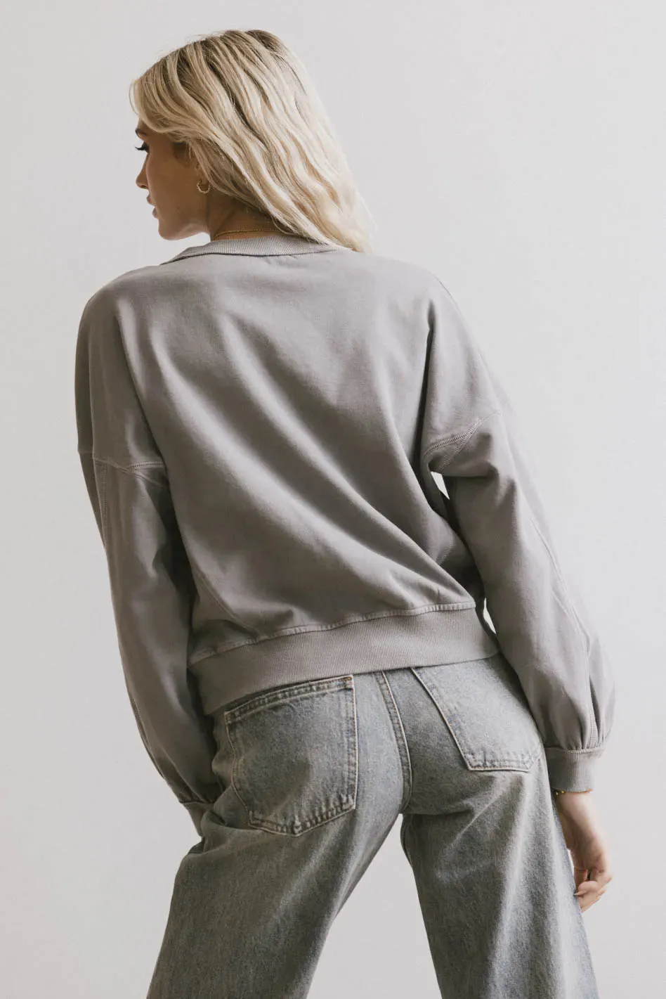 Sutton Exposed Seam Crewneck in Grey - FINAL SALE sold by bohme product image thumbnail 3