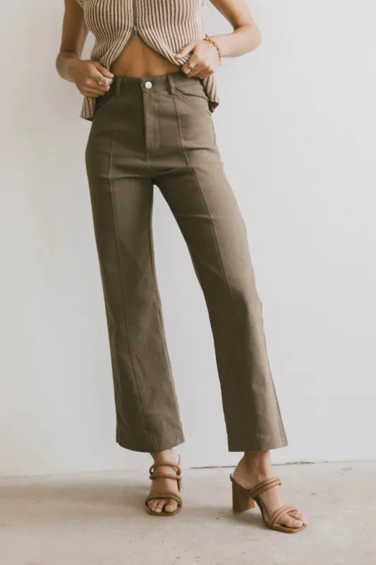 Sable Straight Leg Pants in Olive - FINAL SALE sold by bohme