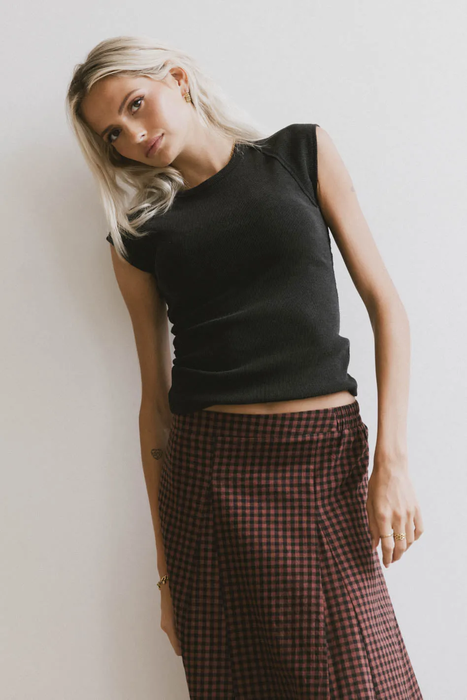 Huxley Cap Sleeve Top in Black sold by bohme