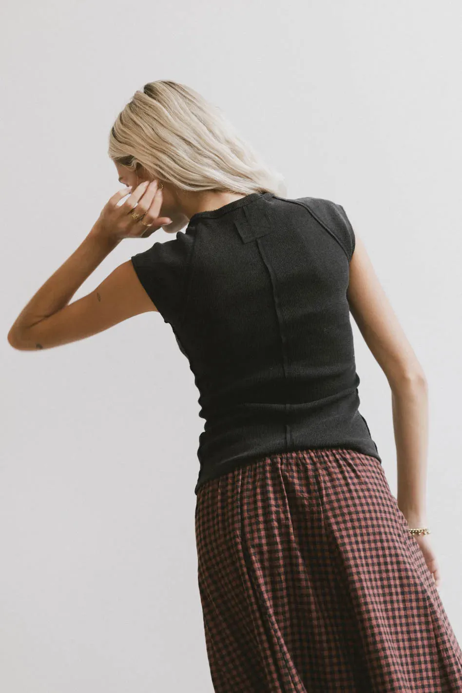 Huxley Cap Sleeve Top in Black sold by bohme product image thumbnail 4