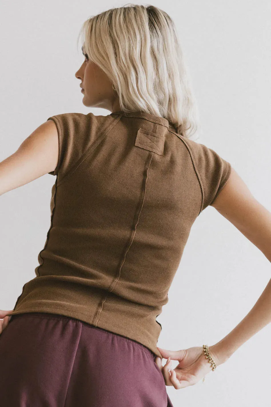 Huxley Cap Sleeve Top in Brown - FINAL SALE sold by bohme product image thumbnail 2